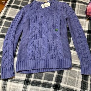 XS L.L BEAN SWEATER larkspur double cable crewneck